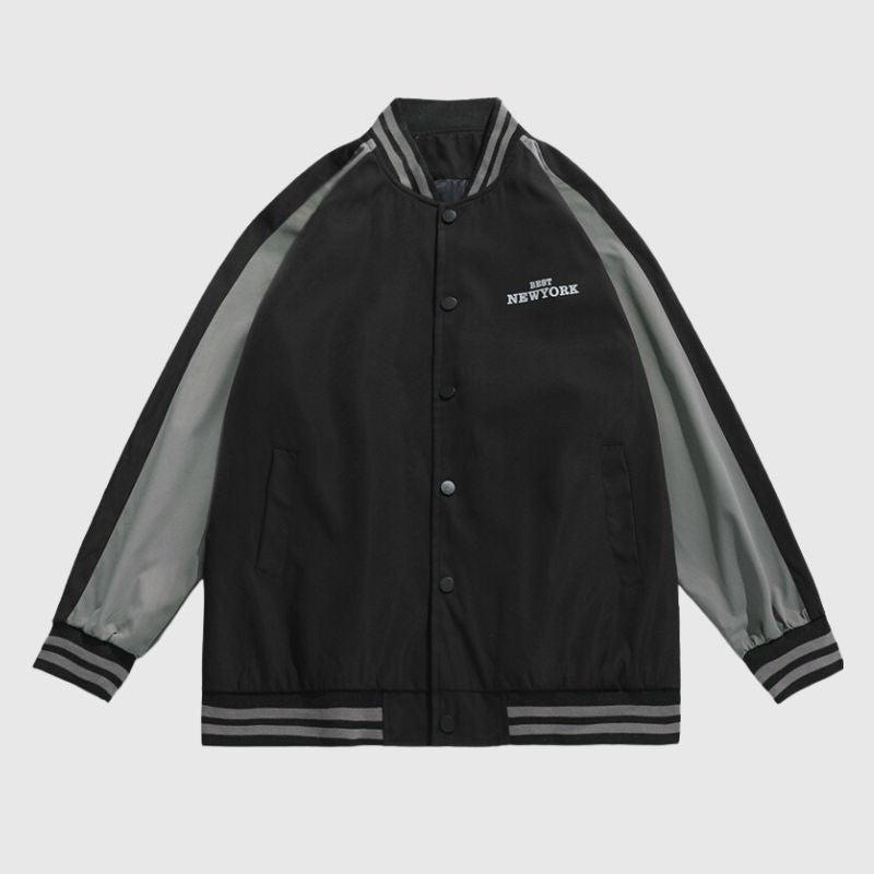 Style Core Aesthetics, New Style Trends Casual Color-Block Baseball Jacket Style Core Aesthetics, New Style Trends Casual Color-Block Baseball Jacket