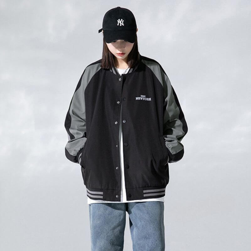 Style Core Aesthetics, New Style Trends Casual Color-Block Baseball Jacket Style Core Aesthetics, New Style Trends Casual Color-Block Baseball Jacket