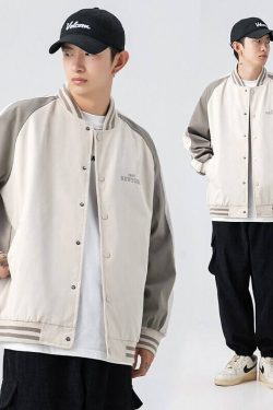 Style Core Aesthetics, New Style Trends Casual Color-Block Baseball Jacket