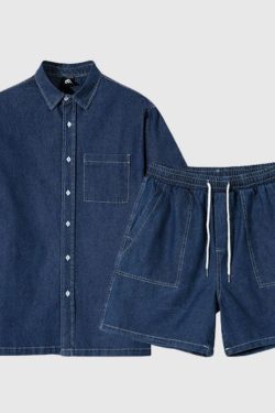 Style Core Aesthetics, New Style Trends Casual Denim Shirt Set
