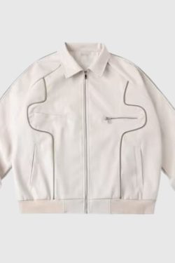 Style Core Aesthetics, New Style Trends Casual Zip-Up Fashionable Collar Leather Jacket