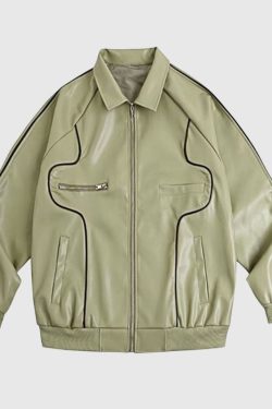 Style Core Aesthetics, New Style Trends Casual Zip-Up Fashionable Collar Leather Jacket