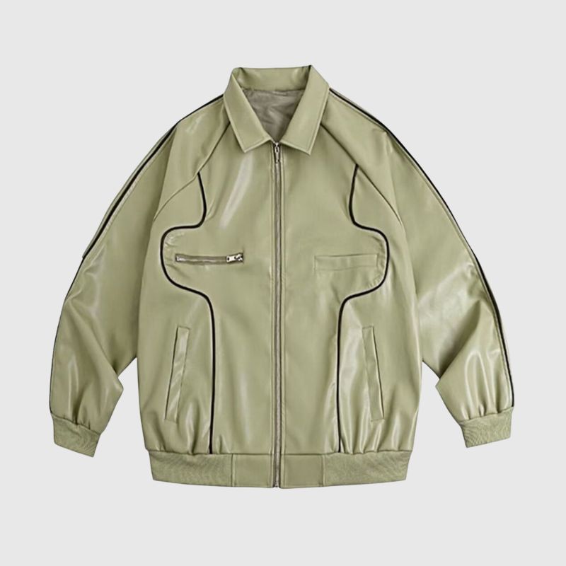 Style Core Aesthetics, New Style Trends Casual Zip-Up Fashionable Collar Leather Jacket Style Core Aesthetics, New Style Trends Casual Zip-Up Fashionable Collar Leather Jacket