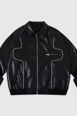 Style Core Aesthetics, New Style Trends Casual Zip-Up Fashionable Collar Leather Jacket