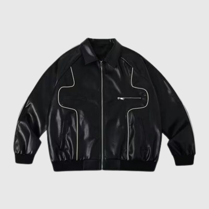 Style Core Aesthetics, New Style Trends Casual Zip-Up Fashionable Collar Leather Jacket Style Core Aesthetics, New Style Trends Casual Zip-Up Fashionable Collar Leather Jacket