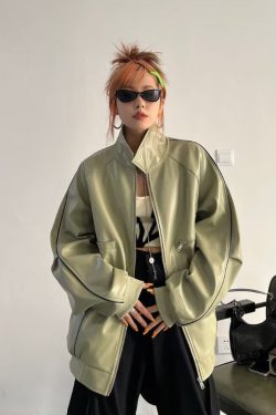 Style Core Aesthetics, New Style Trends Casual Zip-Up Fashionable Collar Leather Jacket