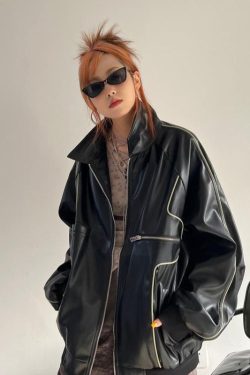 Style Core Aesthetics, New Style Trends Casual Zip-Up Fashionable Collar Leather Jacket
