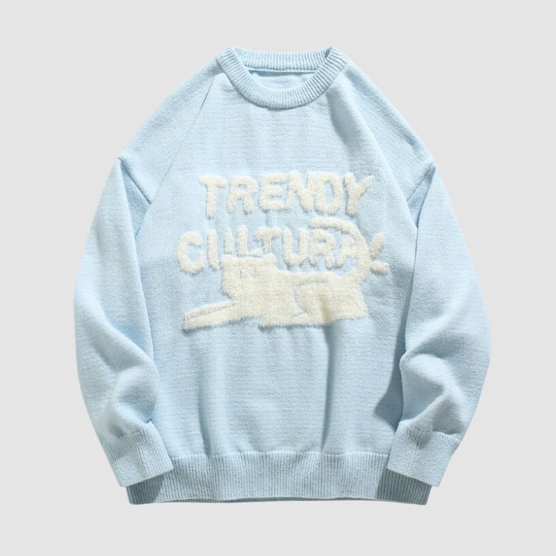 Style Core Aesthetics, New Style Trends Cat Pattern Jacquard Pullover Style Core Aesthetics, New Style Trends Cat Pattern Jacquard Pullover