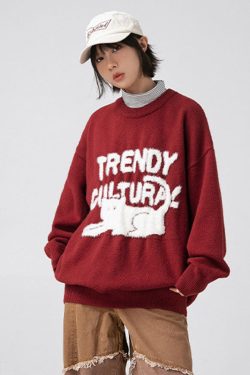 Style Core Aesthetics, New Style Trends Cat Pattern Jacquard Pullover