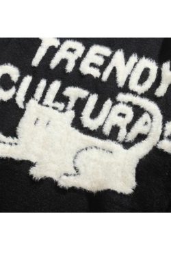 Style Core Aesthetics, New Style Trends Cat Pattern Jacquard Pullover