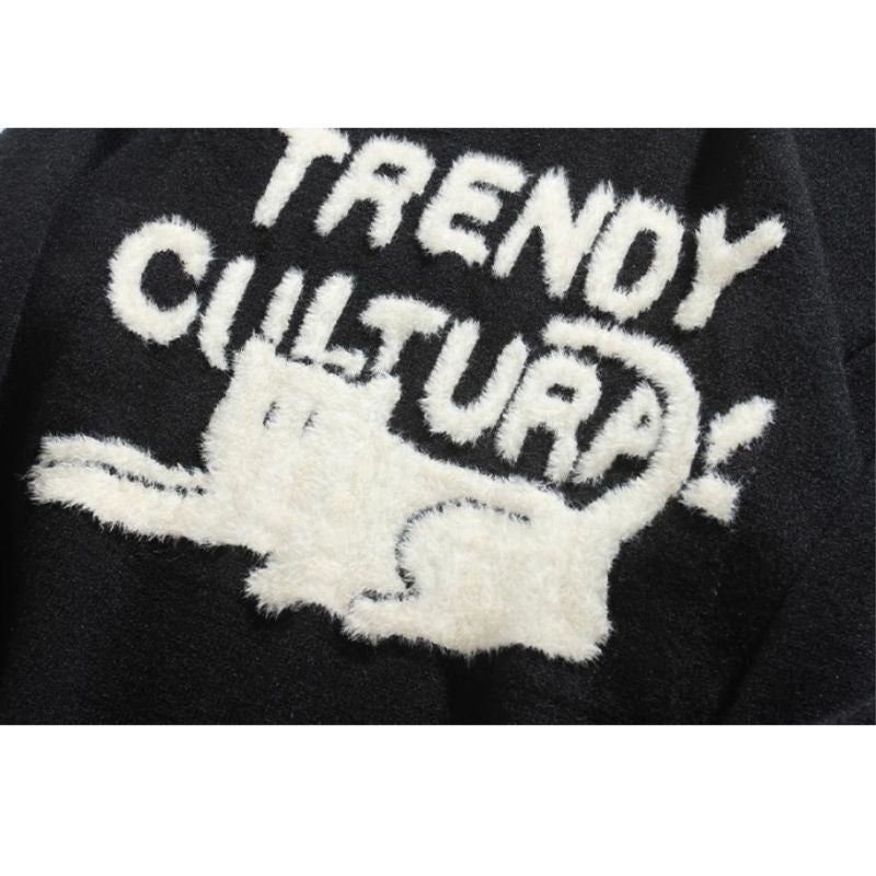 Style Core Aesthetics, New Style Trends Cat Pattern Jacquard Pullover Style Core Aesthetics, New Style Trends Cat Pattern Jacquard Pullover