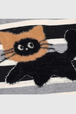 Style Core Aesthetics, New Style Trends Cat Striped Knit Sweater