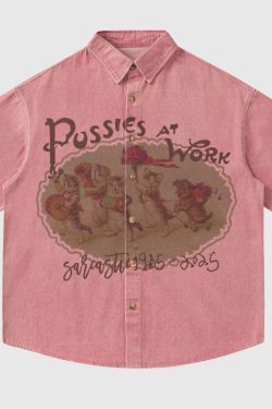 Style Core Aesthetics, New Style Trends Cat Washed Distressed Shirts