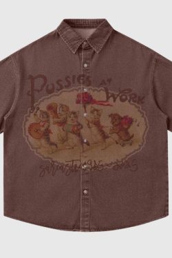 Style Core Aesthetics, New Style Trends Cat Washed Distressed Shirts