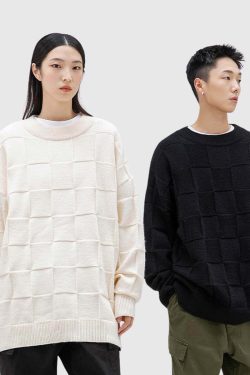 Style Core Aesthetics, New Style Trends Chessboard Knit Sweater