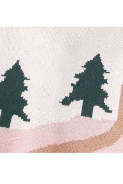 Style Core Aesthetics, New Style Trends Childlike Landscape Illustration Jacquard Cardigan Sweater