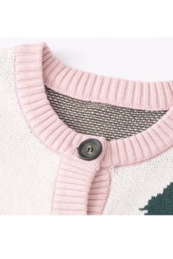 Style Core Aesthetics, New Style Trends Childlike Landscape Illustration Jacquard Cardigan Sweater