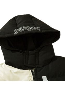 Style Core Aesthetics, New Style Trends Chinese Streetwear Color-Block Hooded Coat