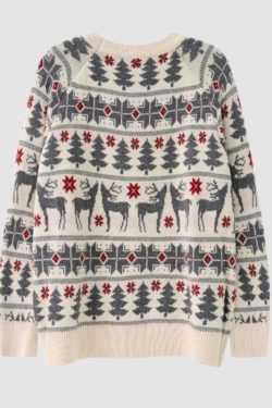 Style Core Aesthetics, New Style Trends Christmas Elk Jacquard Pullover