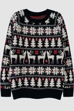 Style Core Aesthetics, New Style Trends Christmas Elk Jacquard Pullover