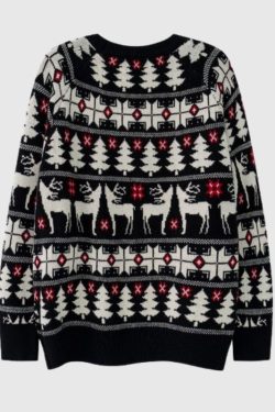 Style Core Aesthetics, New Style Trends Christmas Elk Jacquard Pullover