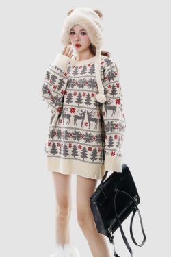 Style Core Aesthetics, New Style Trends Christmas Elk Jacquard Pullover