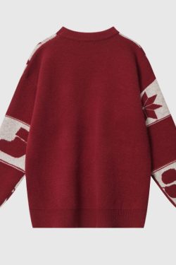 Style Core Aesthetics, New Style Trends Christmas Pattern Embossed Color-Block Sweater