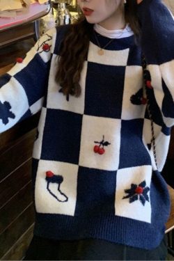 Style Core Aesthetics, New Style Trends Christmas Plaid Knit Pullover