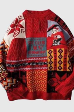 Style Core Aesthetics, New Style Trends Christmas Ski Bear Embroidered Sweater