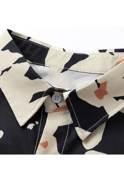 Style Core Aesthetics, New Style Trends Chrysanthemums Print Summer Shirt