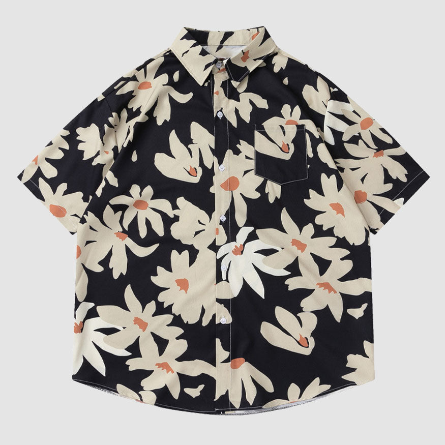 Style Core Aesthetics, New Style Trends Chrysanthemums Print Summer Shirt Style Core Aesthetics, New Style Trends Chrysanthemums Print Summer Shirt