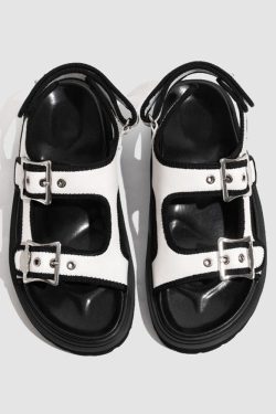 Style Core Aesthetics, New Style Trends Chunky Sole Buckle Two Strap Sandals