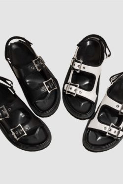 Style Core Aesthetics, New Style Trends Chunky Sole Buckle Two Strap Sandals