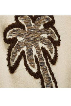 Style Core Aesthetics, New Style Trends Coconut Tree Pattern Embroidered Pullover
