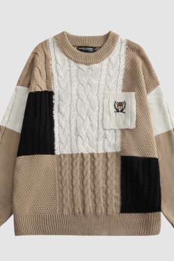 Style Core Aesthetics, New Style Trends College Style Color Block Sweater