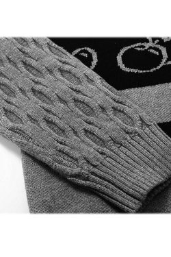 Style Core Aesthetics, New Style Trends Color Block Cherry Pattern Cardigan Sweater