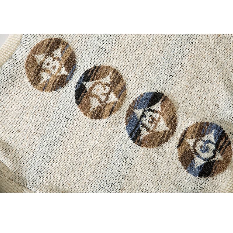 Style Core Aesthetics, New Style Trends Color-block Dragon Pattern Jacquard Pullover Style Core Aesthetics, New Style Trends Color-block Dragon Pattern Jacquard Pullover