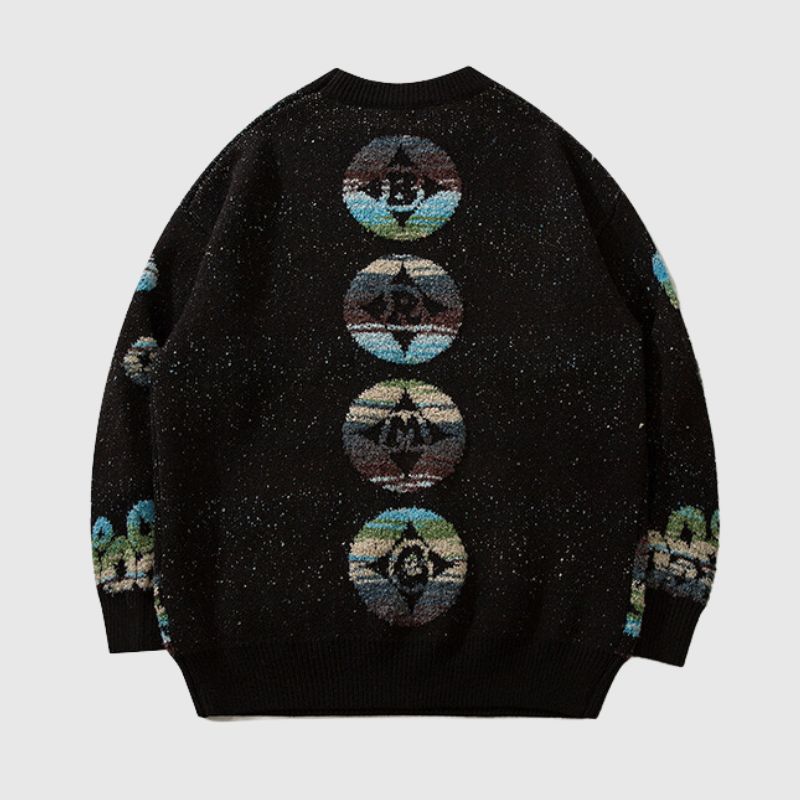 Style Core Aesthetics, New Style Trends Color-block Dragon Pattern Jacquard Pullover Style Core Aesthetics, New Style Trends Color-block Dragon Pattern Jacquard Pullover