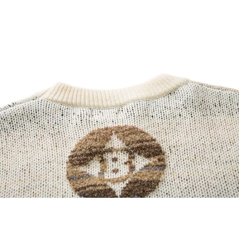 Style Core Aesthetics, New Style Trends Color-block Dragon Pattern Jacquard Pullover Style Core Aesthetics, New Style Trends Color-block Dragon Pattern Jacquard Pullover