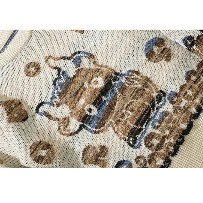 Style Core Aesthetics, New Style Trends Color-block Dragon Pattern Jacquard Pullover Style Core Aesthetics, New Style Trends Color-block Dragon Pattern Jacquard Pullover