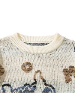 Style Core Aesthetics, New Style Trends Color-block Dragon Pattern Jacquard Pullover