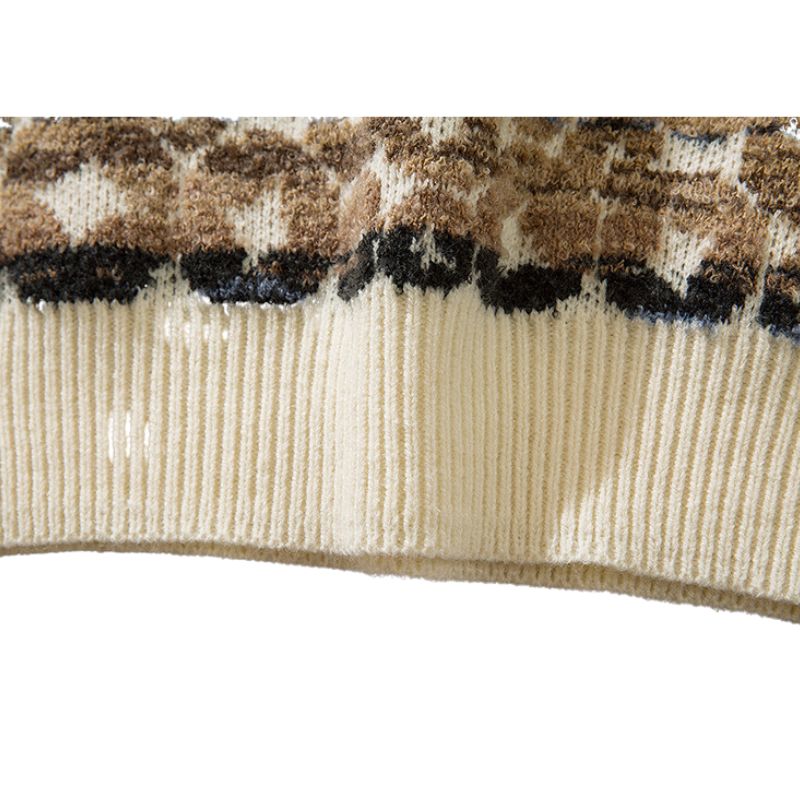 Style Core Aesthetics, New Style Trends Color-block Dragon Pattern Jacquard Pullover Style Core Aesthetics, New Style Trends Color-block Dragon Pattern Jacquard Pullover