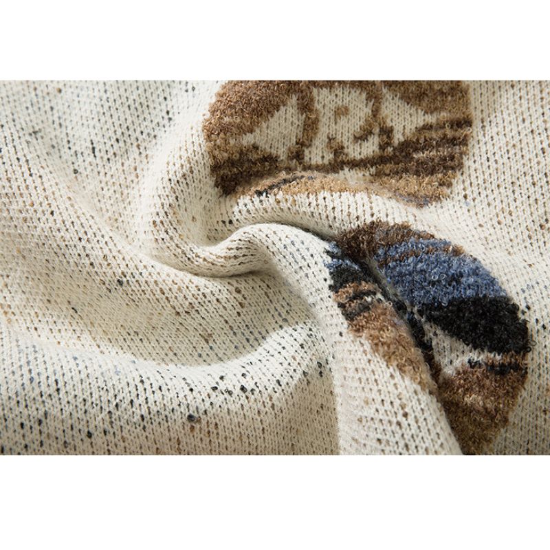 Style Core Aesthetics, New Style Trends Color-block Dragon Pattern Jacquard Pullover Style Core Aesthetics, New Style Trends Color-block Dragon Pattern Jacquard Pullover