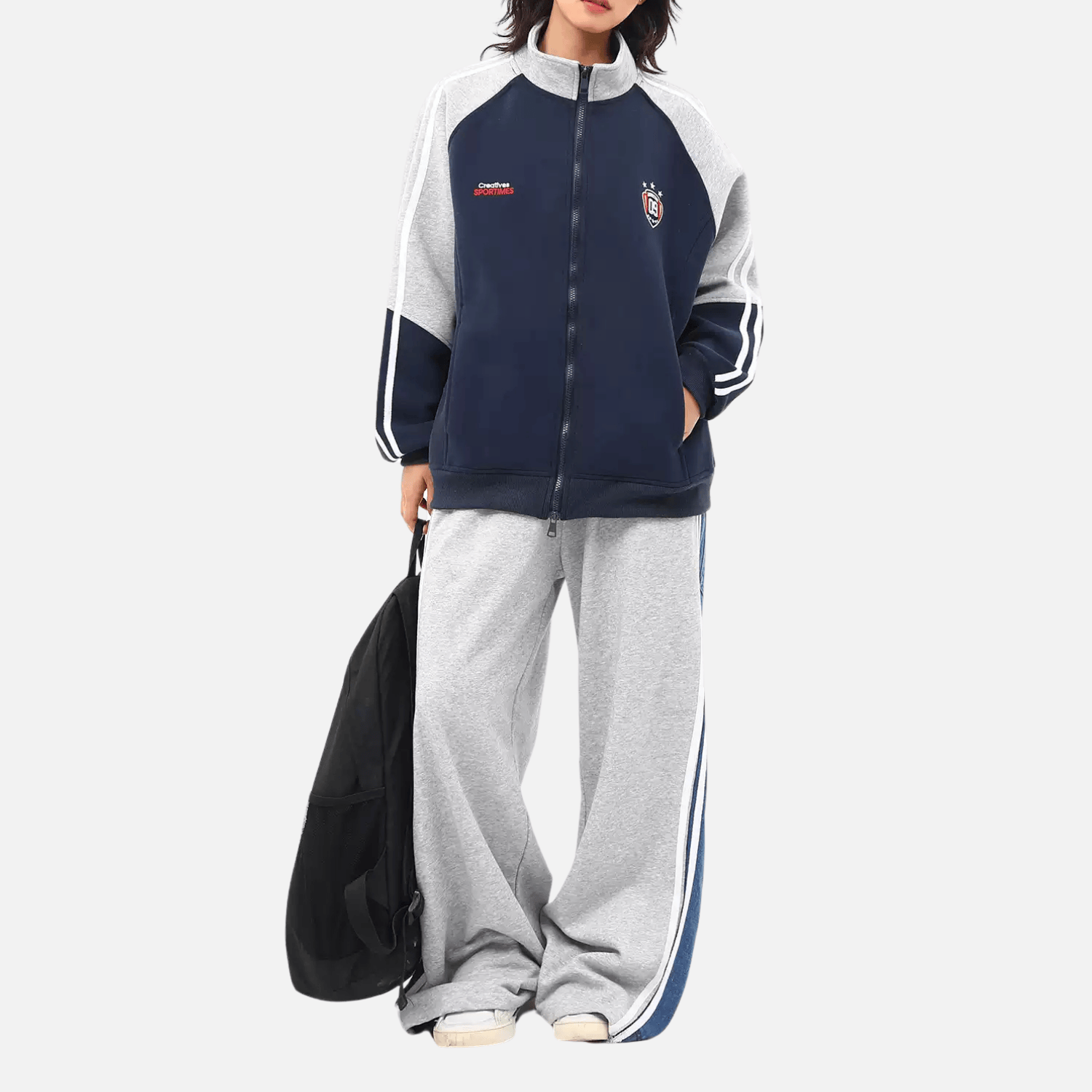 Style Core Aesthetics, New Style Trends Color-Block Embroidered Stand Collar Jacket Style Core Aesthetics, New Style Trends Color-Block Embroidered Stand Collar Jacket