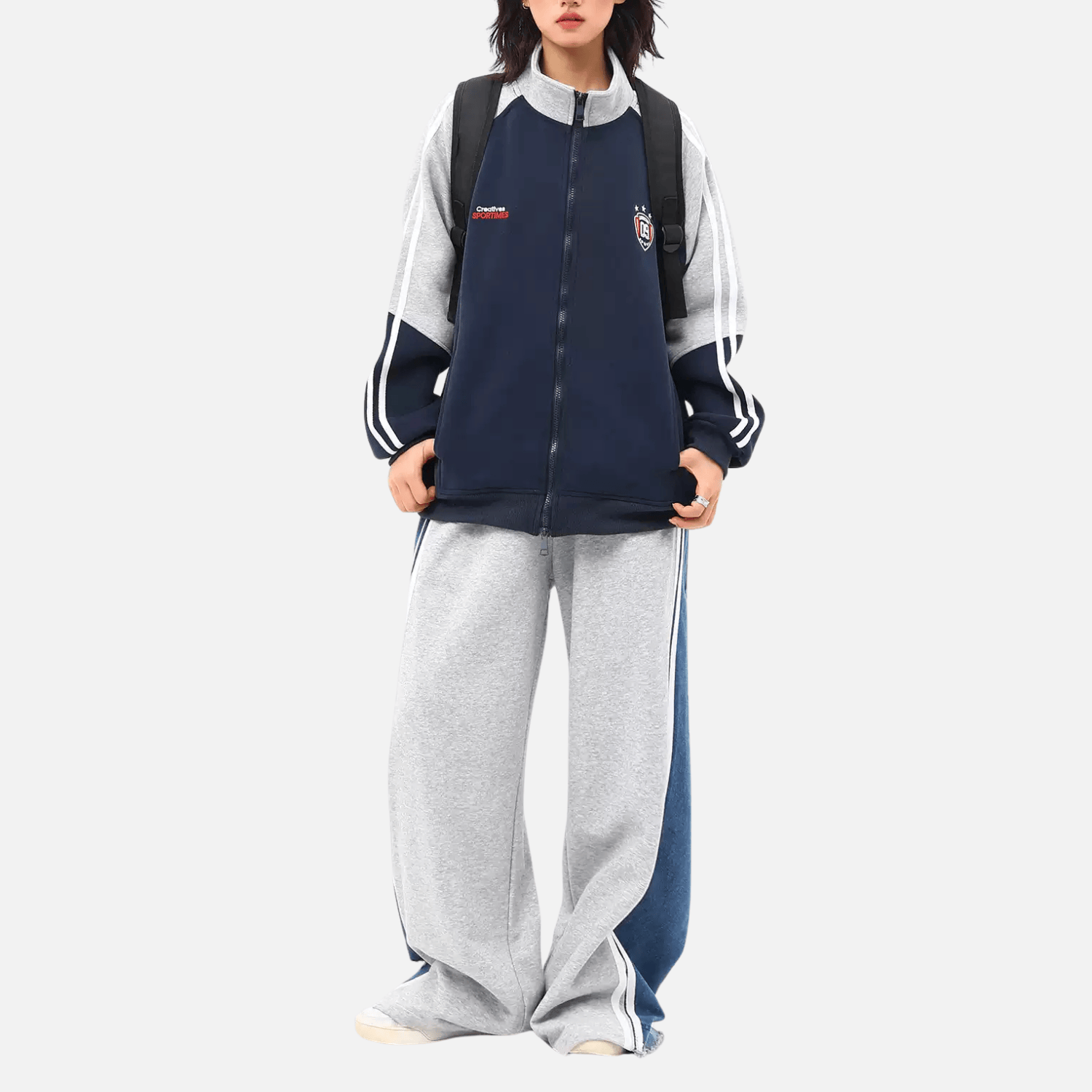 Style Core Aesthetics, New Style Trends Color-Block Embroidered Stand Collar Jacket Style Core Aesthetics, New Style Trends Color-Block Embroidered Stand Collar Jacket