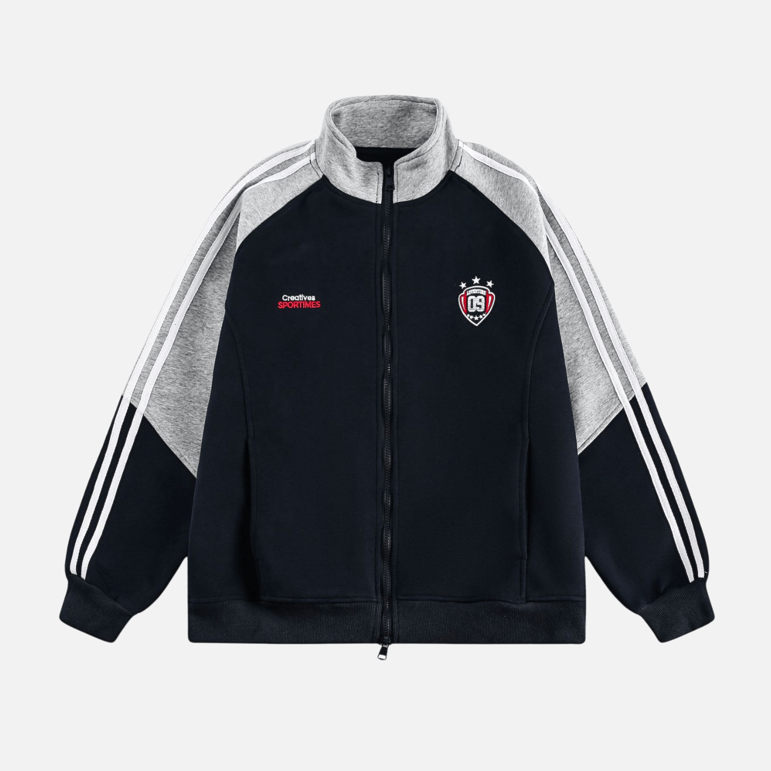 Style Core Aesthetics, New Style Trends Color-Block Embroidered Stand Collar Jacket Style Core Aesthetics, New Style Trends Color-Block Embroidered Stand Collar Jacket