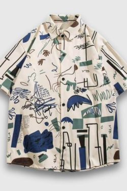 Style Core Aesthetics, New Style Trends Color Block Graffiti Shirts