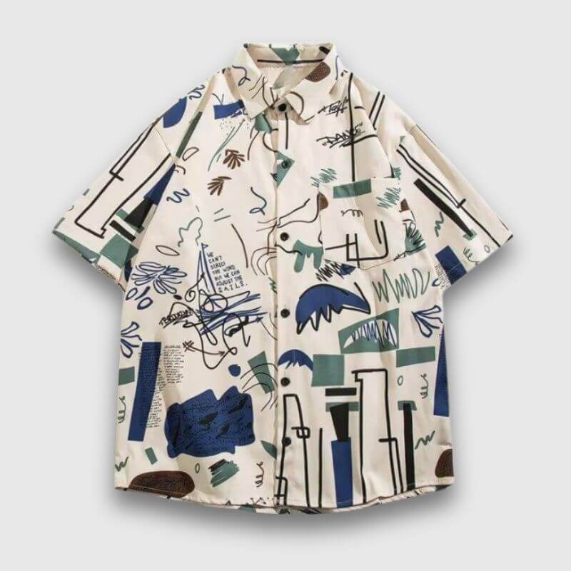 Style Core Aesthetics, New Style Trends Color Block Graffiti Shirts Style Core Aesthetics, New Style Trends Color Block Graffiti Shirts