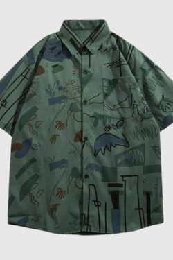 Style Core Aesthetics, New Style Trends Color Block Graffiti Shirts