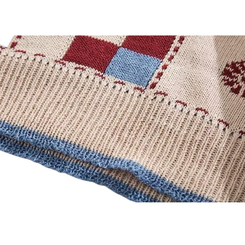 Style Core Aesthetics, New Style Trends Color-Block Heart Embroidered Knit Sweater Style Core Aesthetics, New Style Trends Color-Block Heart Embroidered Knit Sweater